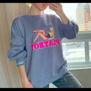 Playboy Bunny Oversized Gray Crewneck Sweater